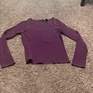 Express Burgundy Ribbed Knit Top